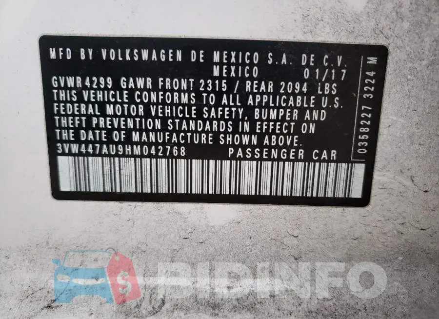 3VW447AU9HM042768 Photo# 12