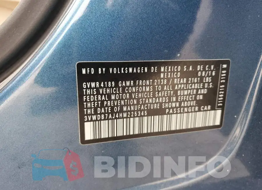 3VWDB7AJ4HM225345 Photo# 12