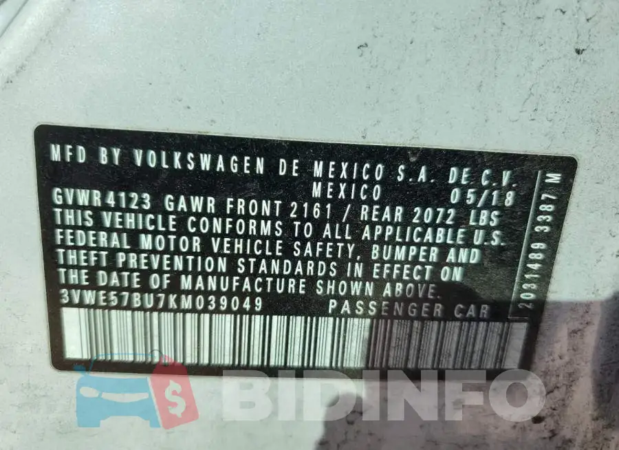 3VWE57BU7KM039049 Photo# 12