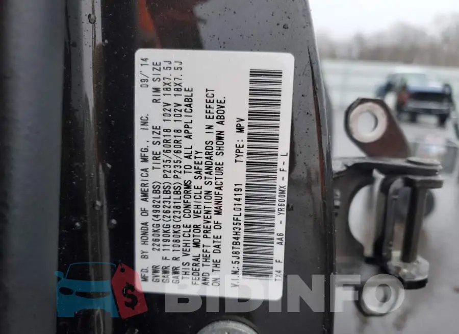5J8TB4H35FL014191 Photo# 13