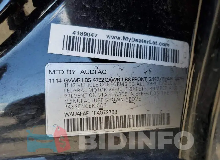 WAUAFAFL1FA072769 Photo# 13