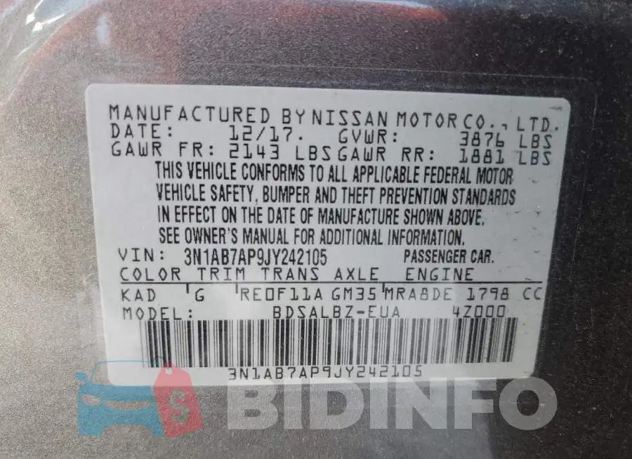 3N1AB7AP9JY242105 Photo# 13
