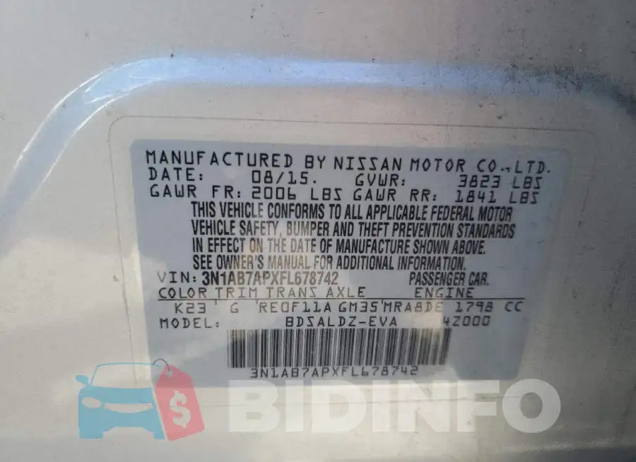3N1AB7APXFL678742 Photo# 13