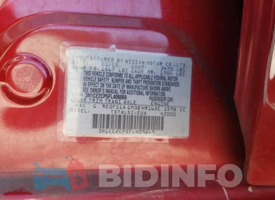 3N1CE2CP5FL409869 Photo# 13