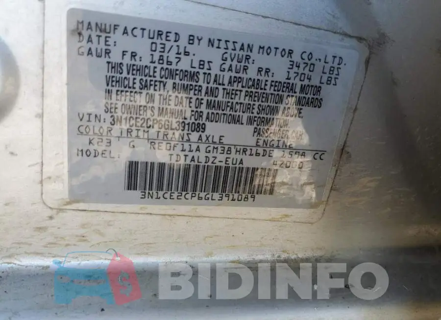 3N1CE2CP6GL391089 Photo# 12