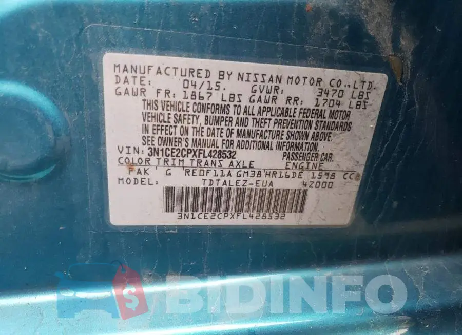 3N1CE2CPXFL428532 Photo# 12
