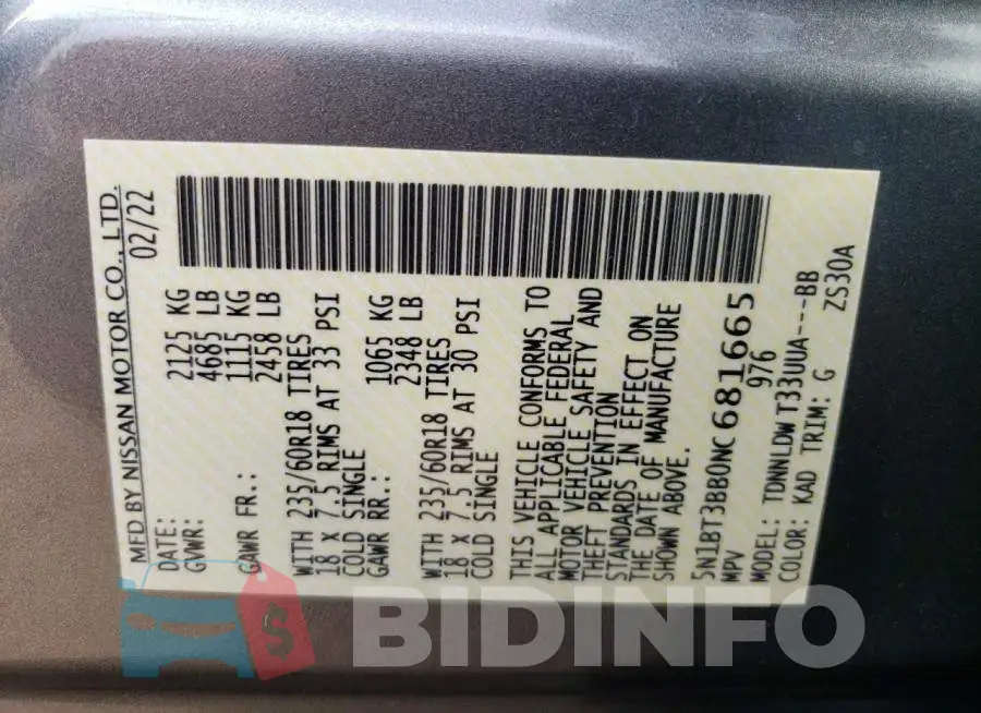 5N1BT3BB0NC681665 Photo# 10