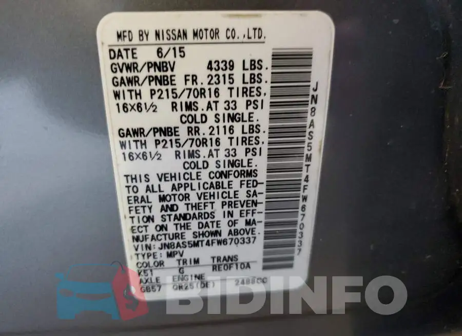 JN8AS5MT4FW670337 Photo# 13