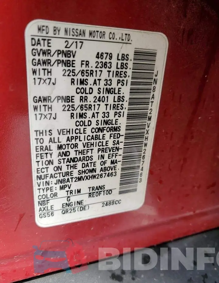 JN8AT2MVXHW267463 Photo# 13
