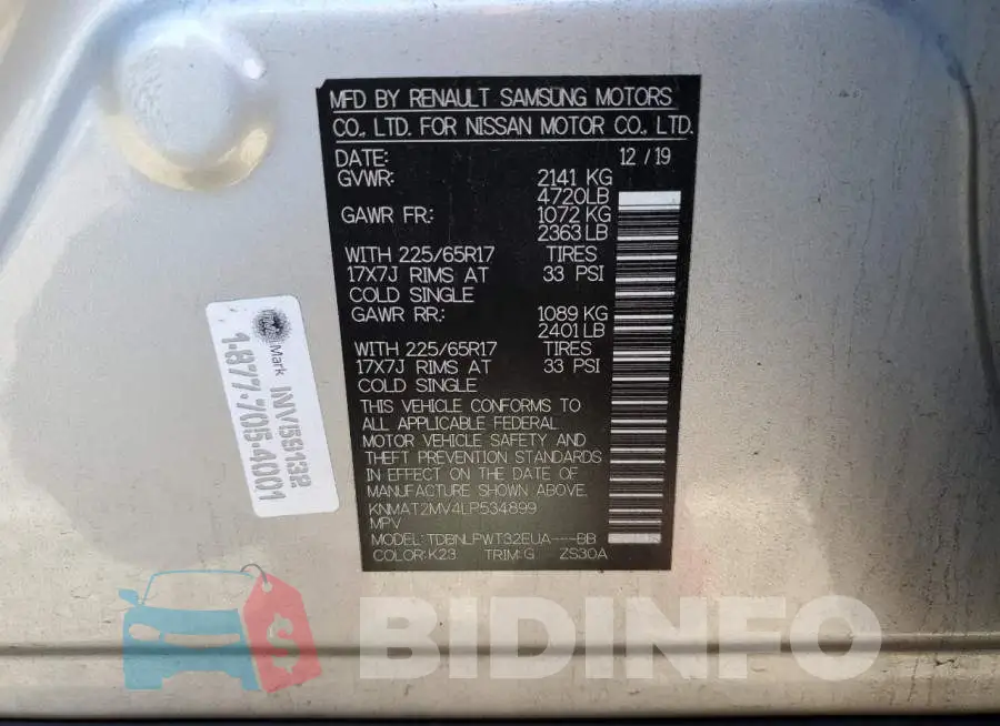 KNMAT2MV4LP534899 Photo# 12