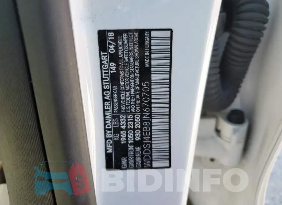 WDDSJ4EB8JN670705 Photo# 12