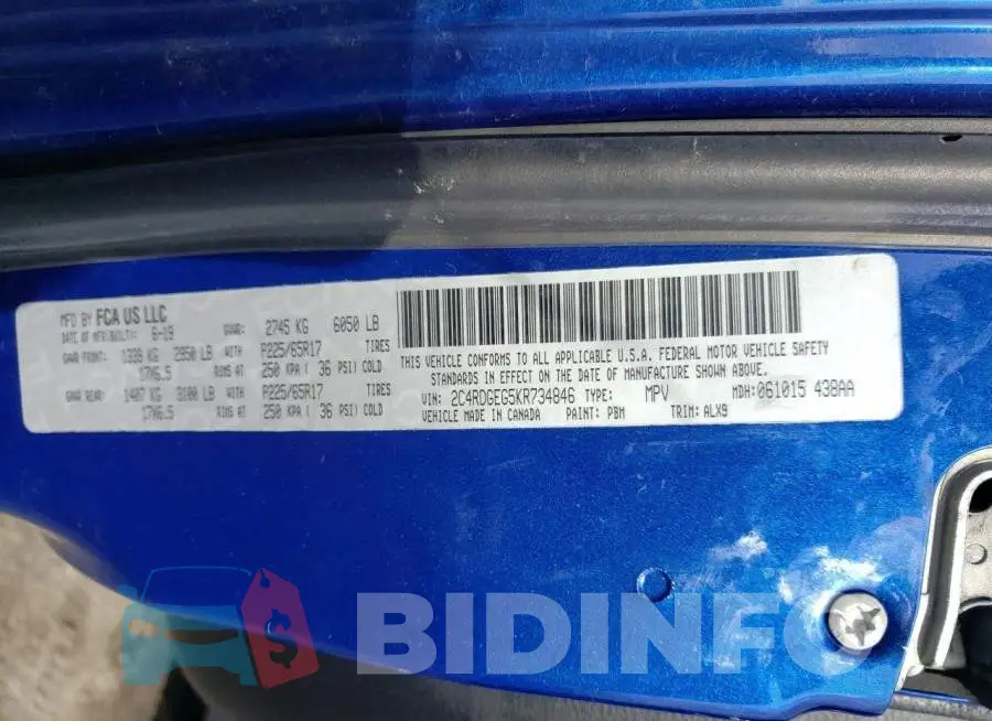 2C4RDGEG5KR734846 Photo# 13