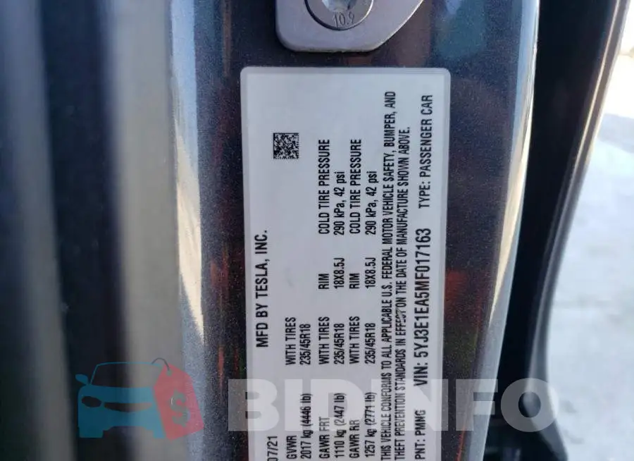 5YJ3E1EA5MF017163 Photo# 12