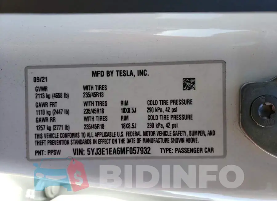 5YJ3E1EA6MF057932 Photo# 12