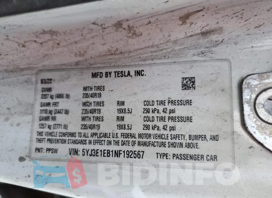 5YJ3E1EB1NF192567 Photo# 13
