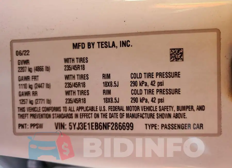 5YJ3E1EB6NF286699 Photo# 13