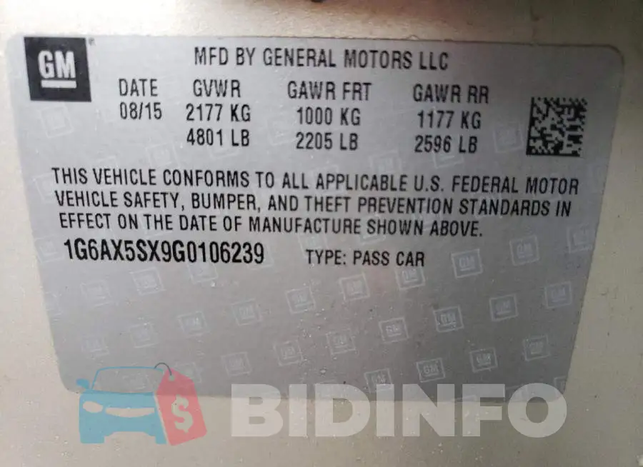 1G6AX5SX9G0106239 Photo# 13