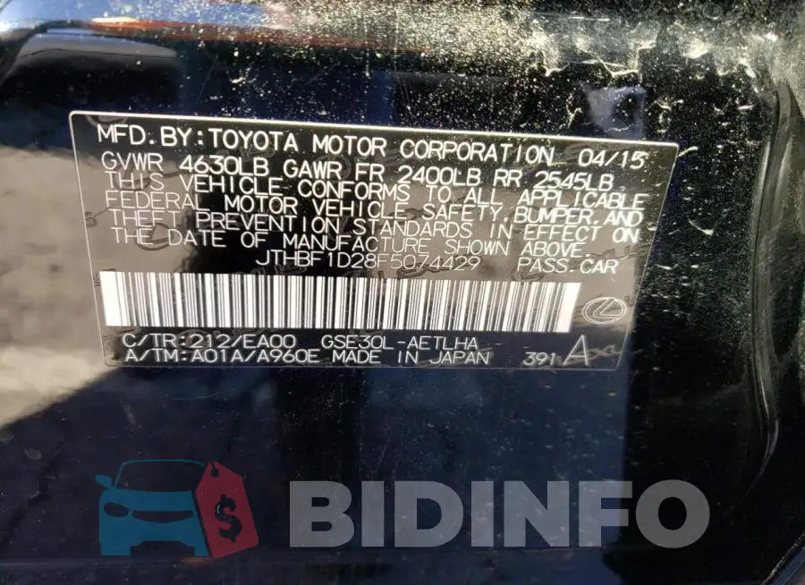 JTHBF1D28F5074429 Photo# 12