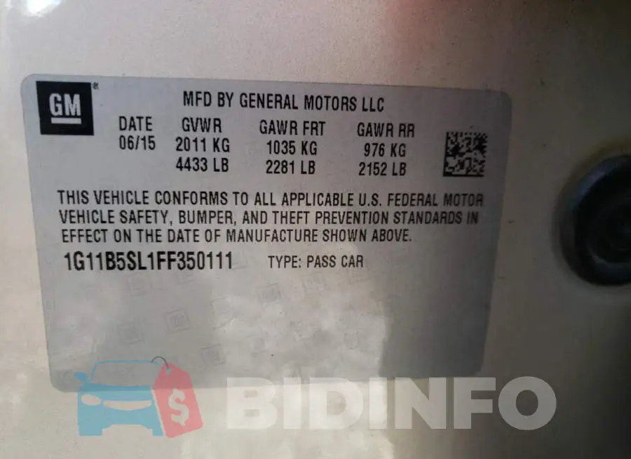 1G11B5SL1FF350111 Photo# 12