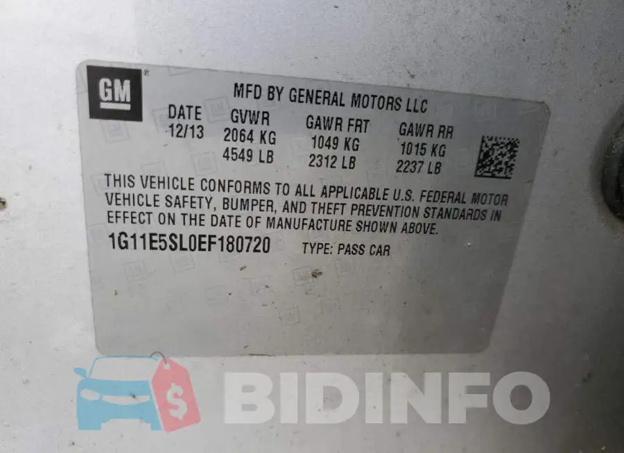 1G11E5SL0EF180720 Photo# 12