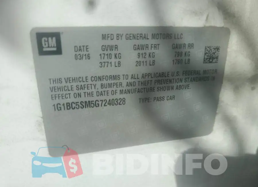 1G1BC5SM5G7240328 Photo# 10