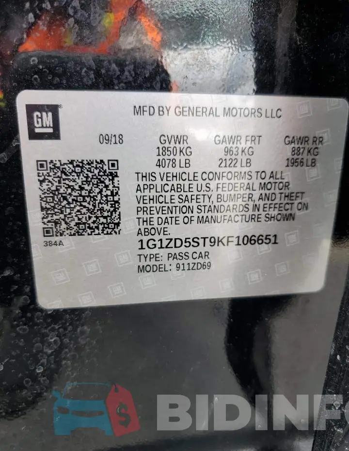 1G1ZD5ST9KF106651 Photo# 12