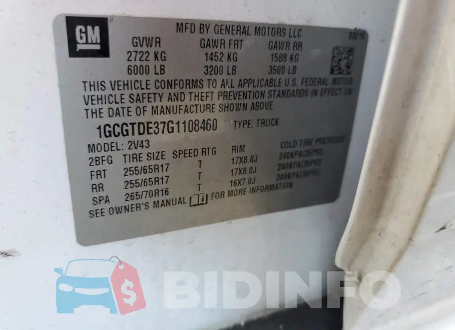 1GCGTDE37G1108460 Photo# 12