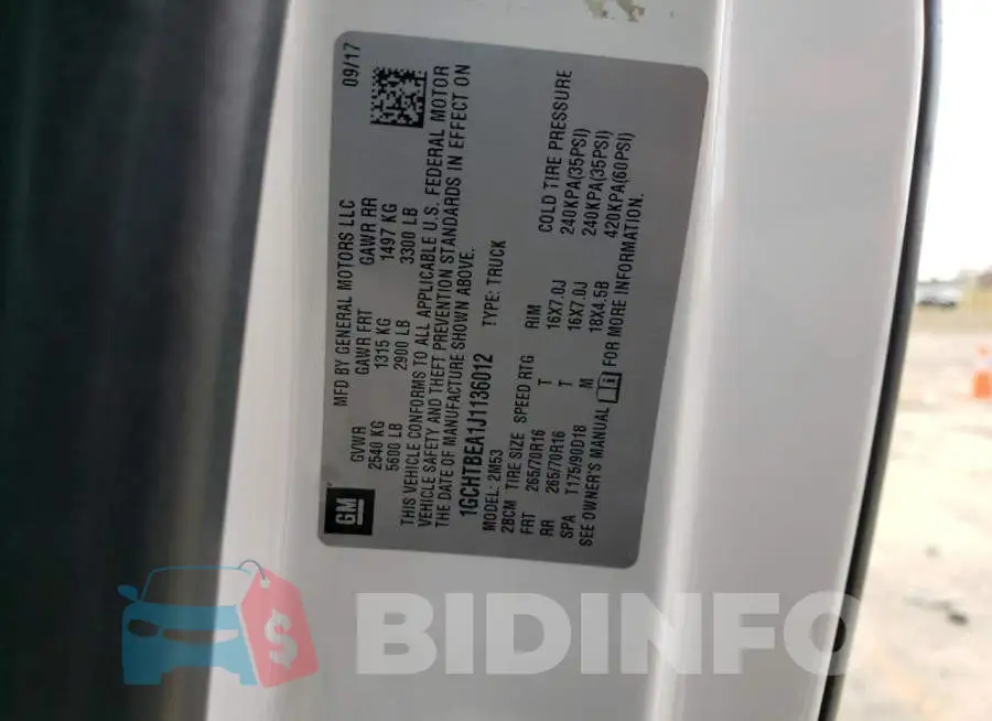 1GCHTBEA1J1136012 Photo# 12