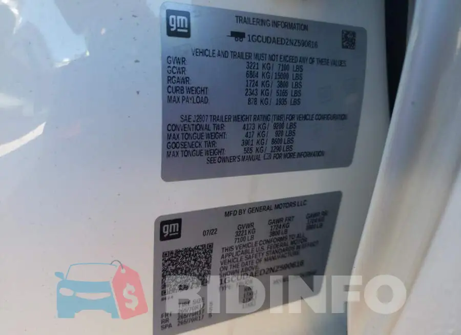 1GCUDAED2NZ590616 Photo# 13