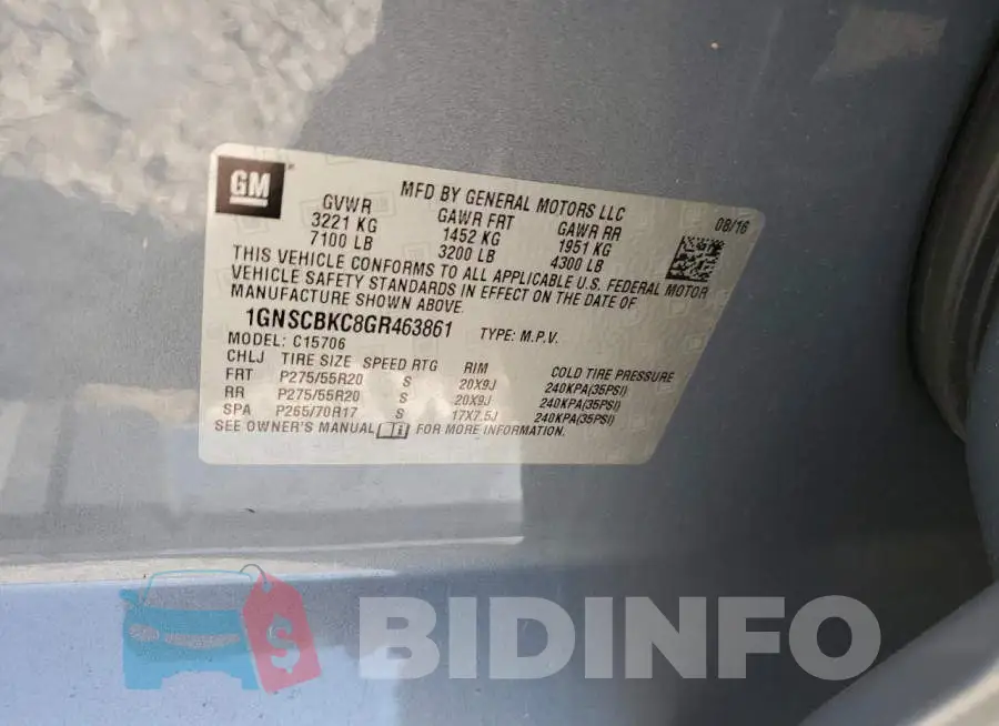 1GNSCBKC8GR463861 Photo# 10