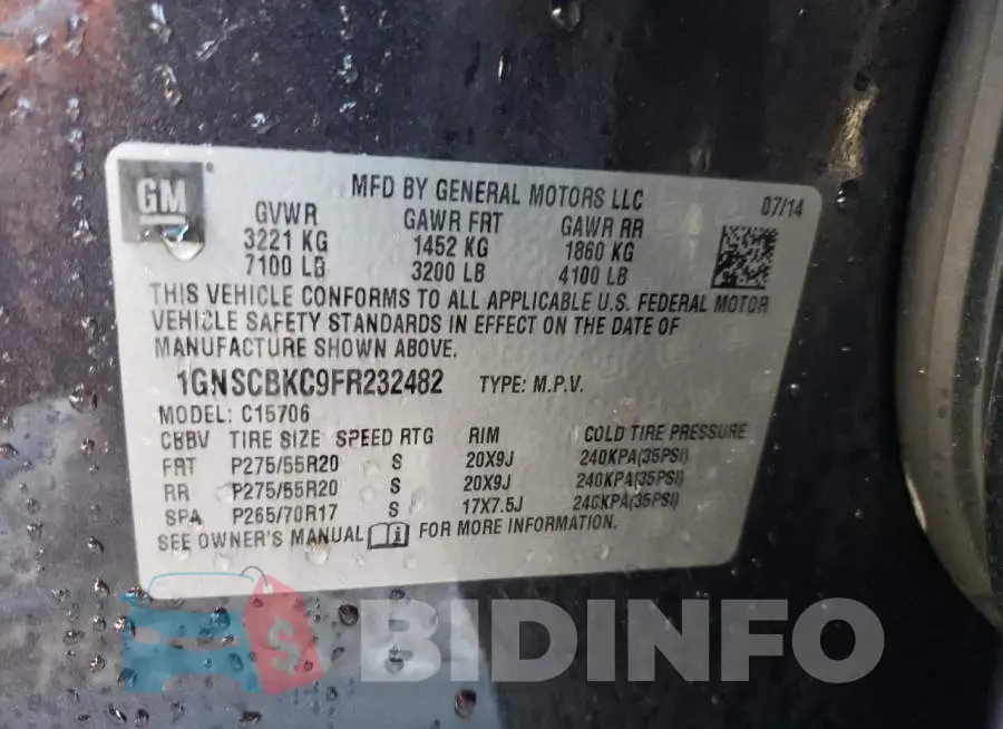 1GNSCBKC9FR232482 Photo# 13