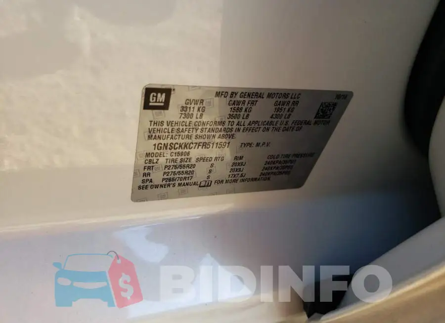 1GNSCKKC7FR511591 Photo# 13