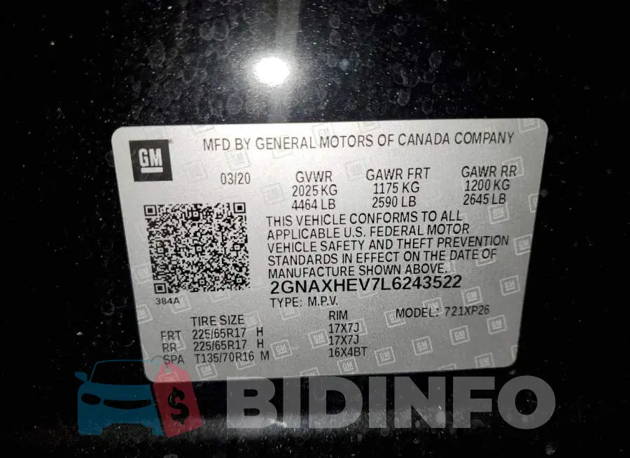 2GNAXHEV7L6243522 Photo# 10