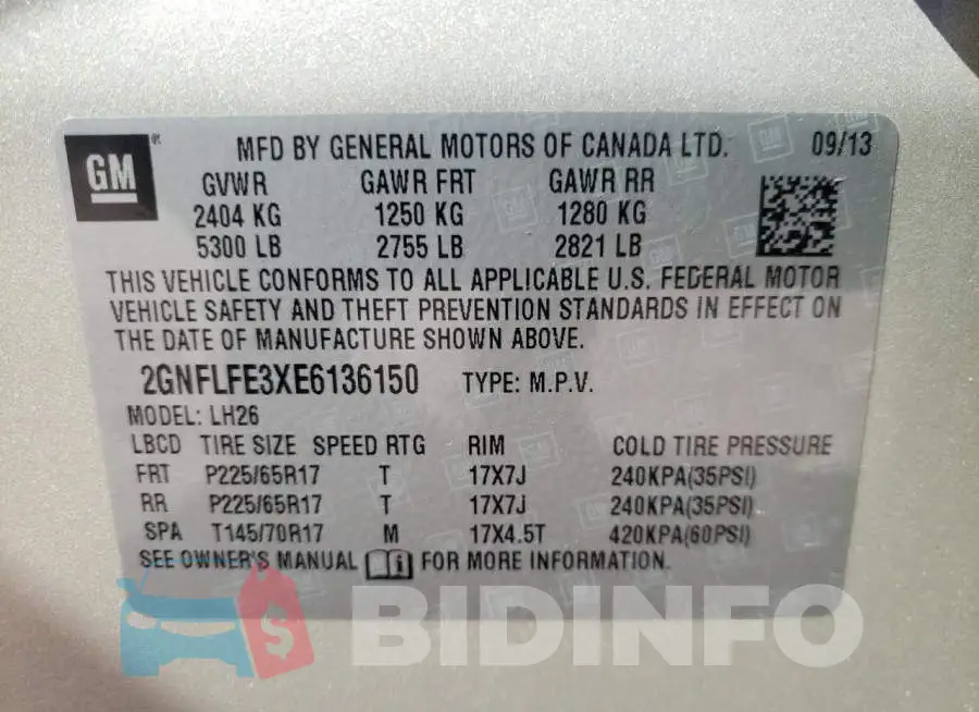 2GNFLFE3XE6136150 Photo# 13