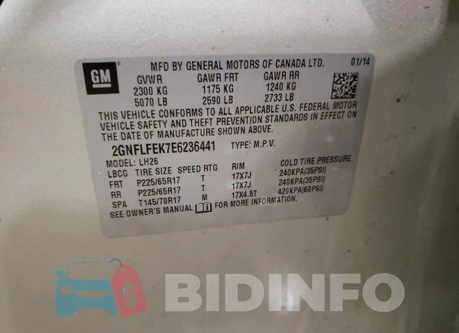 2GNFLFEK7E6236441 Photo# 12