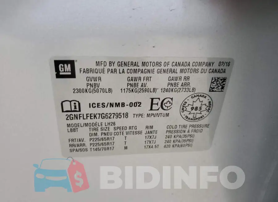 2GNFLFEK7G6279518 Photo# 14