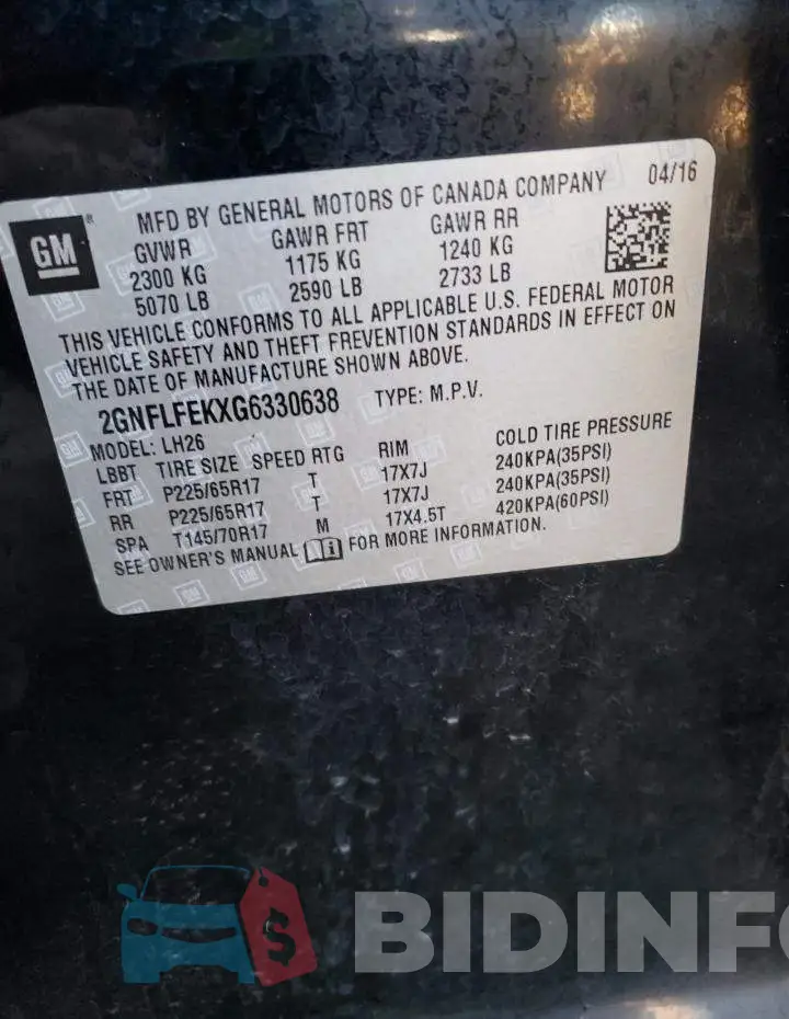 2GNFLFEKXG6330638 Photo# 12