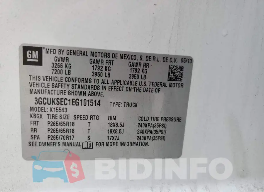 3GCUKSEC1EG101514 Photo# 10