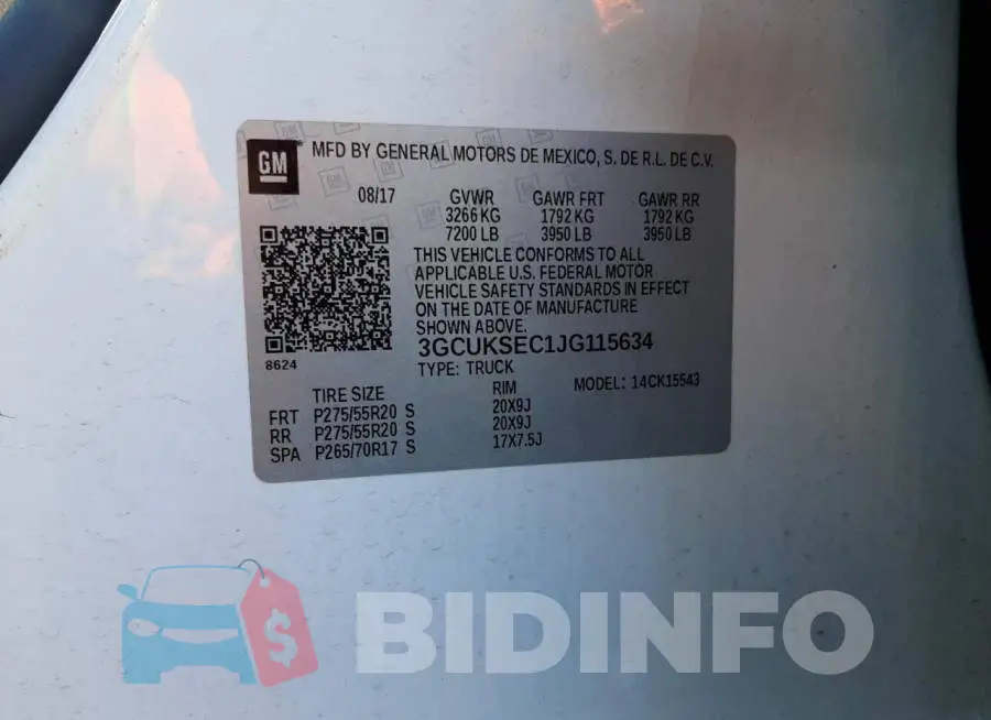 3GCUKSEC1JG115634 Photo# 12