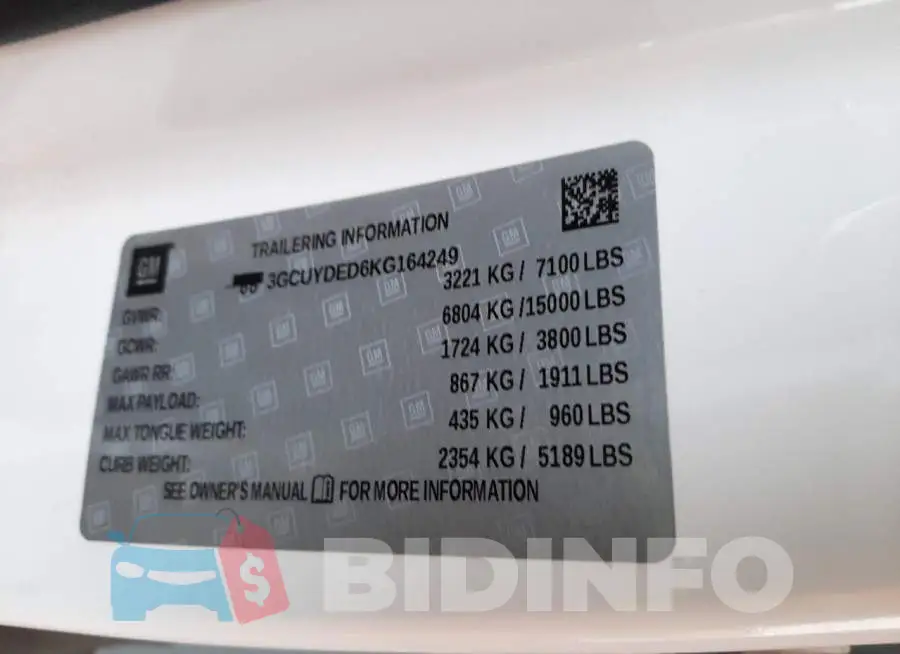 3GCUYDED6KG164249 Photo# 12