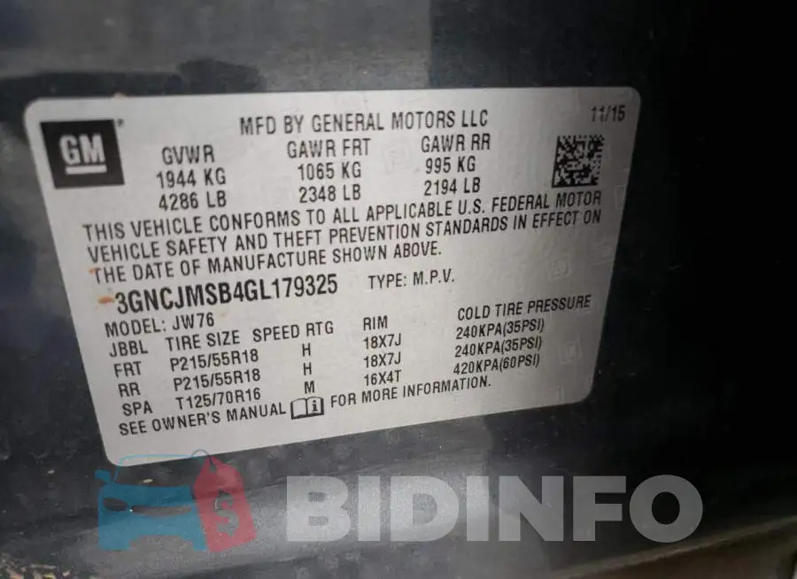 3GNCJMSB4GL179325 Photo# 12