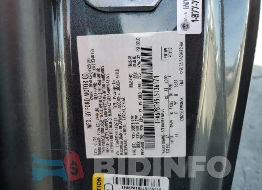1FA6P8TH5L5136174 Photo# 12
