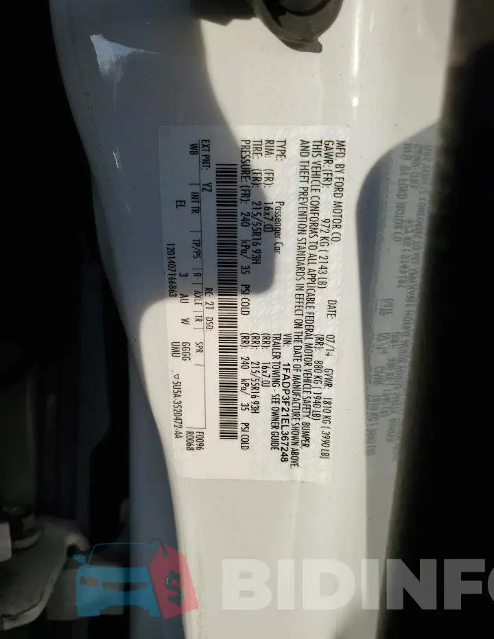 1FADP3F21EL367248 Photo# 12