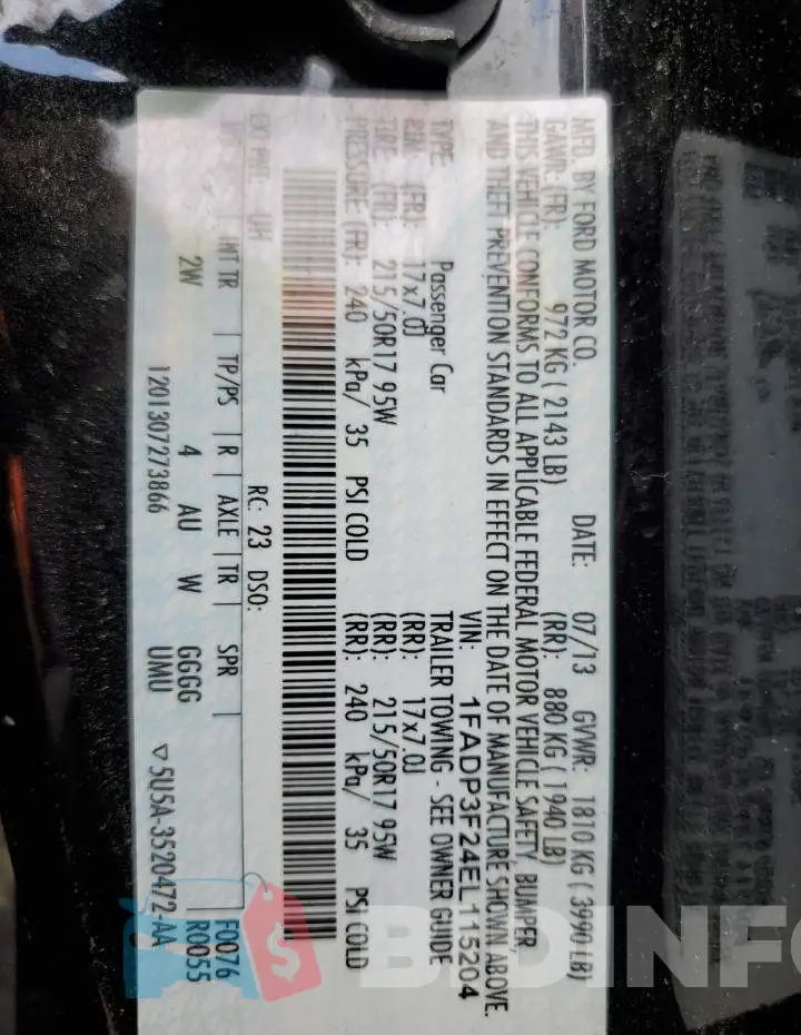 1FADP3F24EL115204 Photo# 12