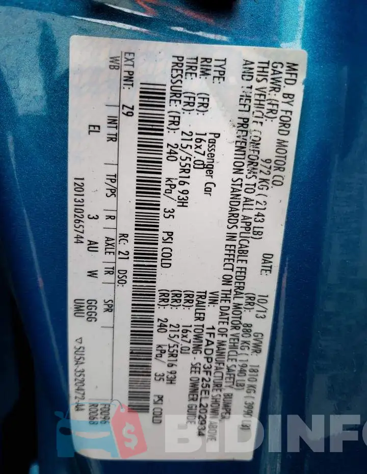 1FADP3F25EL202934 Photo# 13