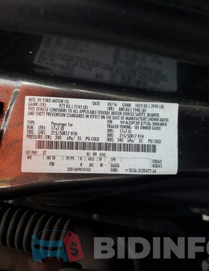 1FADP3F27GL386485 Photo# 12