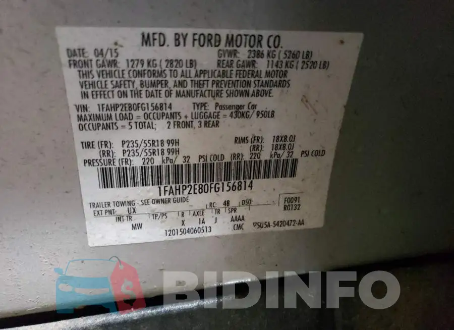 1FAHP2E80FG156814 Photo# 12