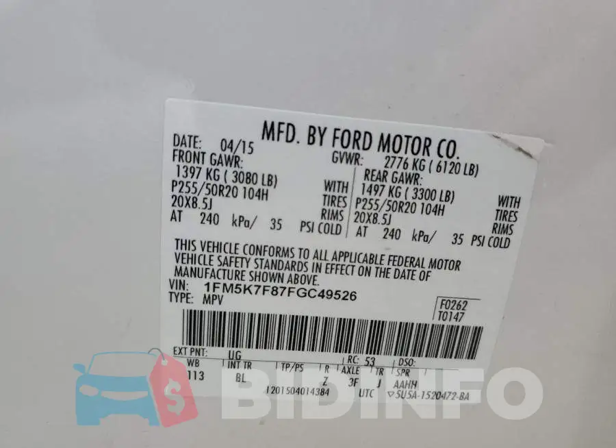 1FM5K7F87FGC49526 Photo# 13