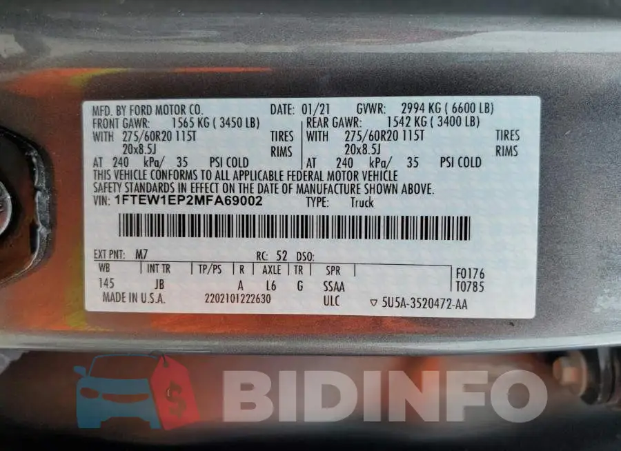 1FTEW1EP2MFA69002 Photo# 12