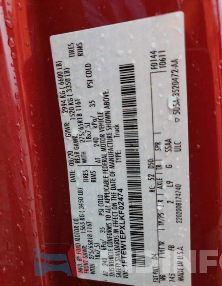 1FTEW1EPXLKF02474 Photo# 12